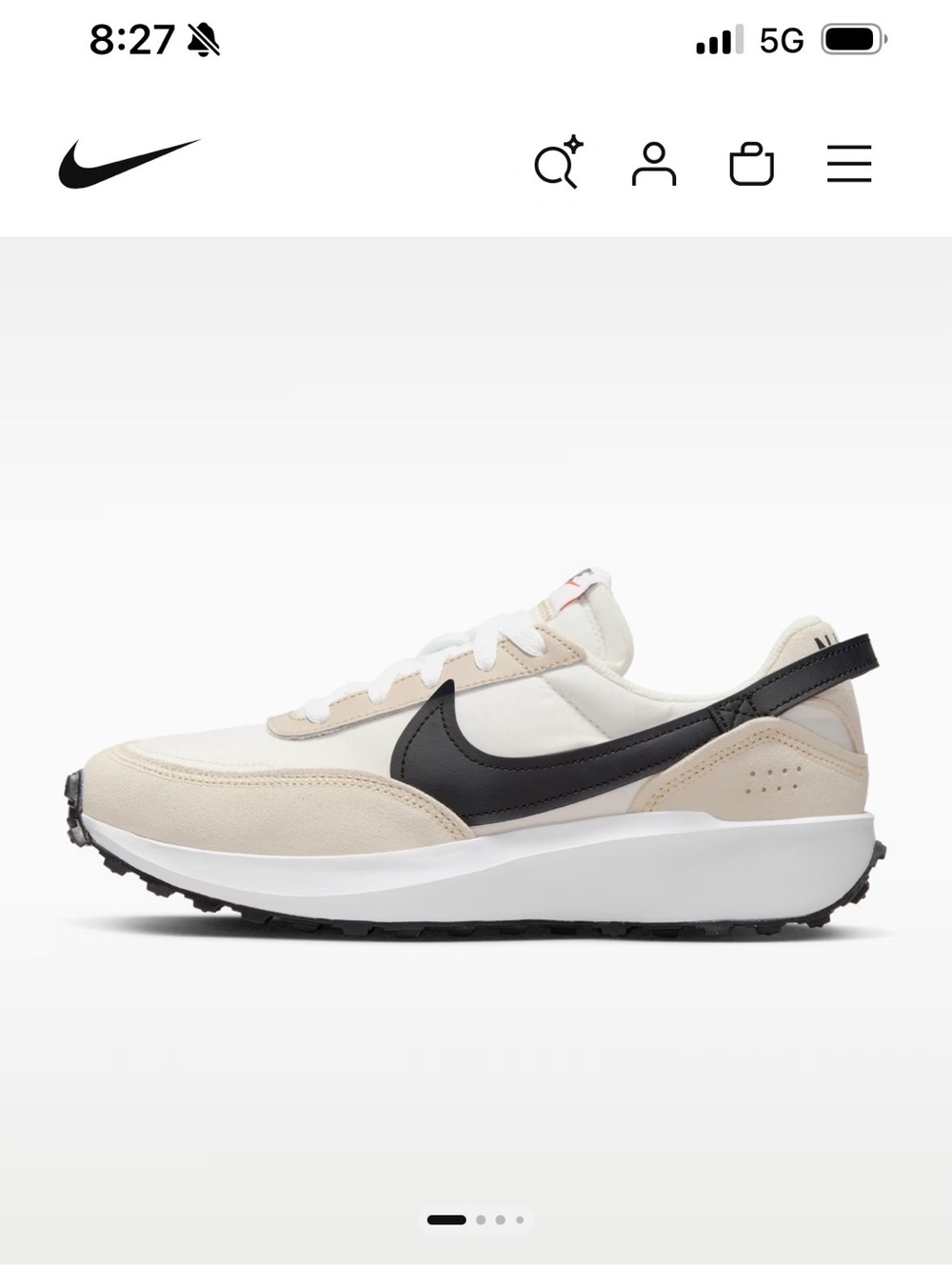 Nike Waffle Debut Women's Beige and Black Swoosh Low-Top Sneakers